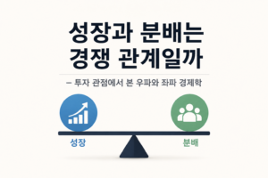 성장과 분배의 균형을 저울로 표현한 투자 관점 경제학 썸네일, 성장과 분배는 경쟁 관계일까