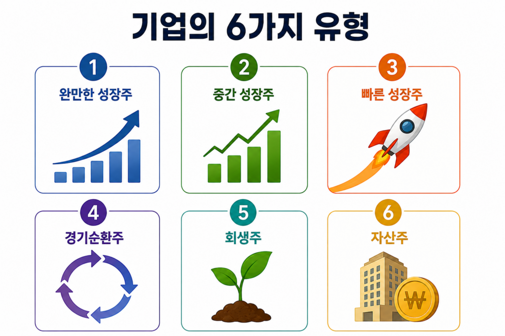 피터린치가 구분한 주식에 6가지 유형
