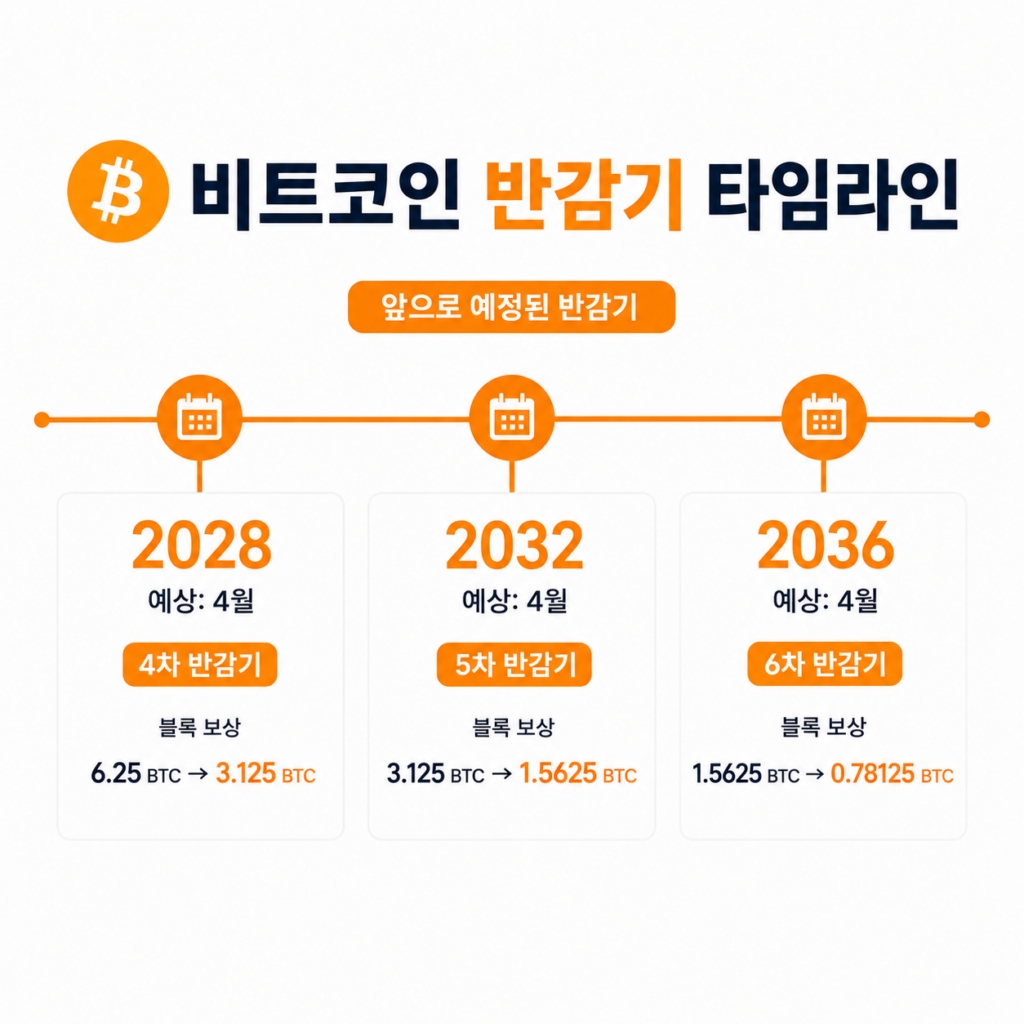 앞으로 올 비트코인 반감기 날짜를 나타낸 이미지