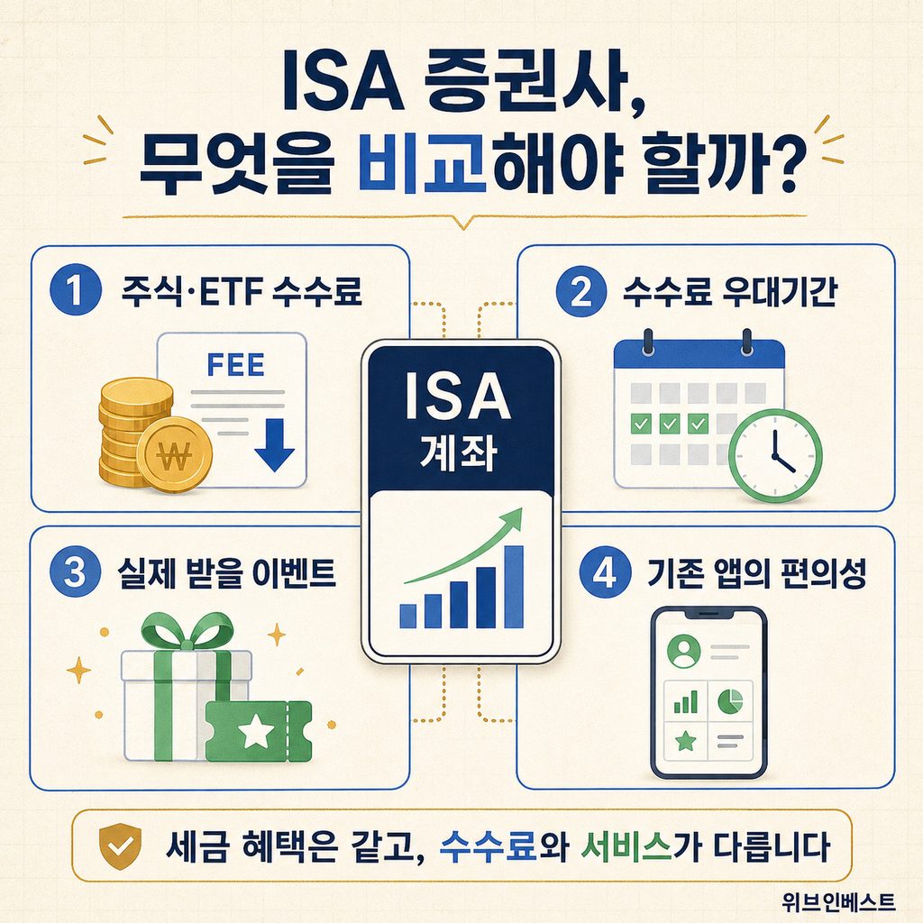 ISA 증권사 선택 시 비교해야 할 수수료 우대기간 이벤트 앱 편의성