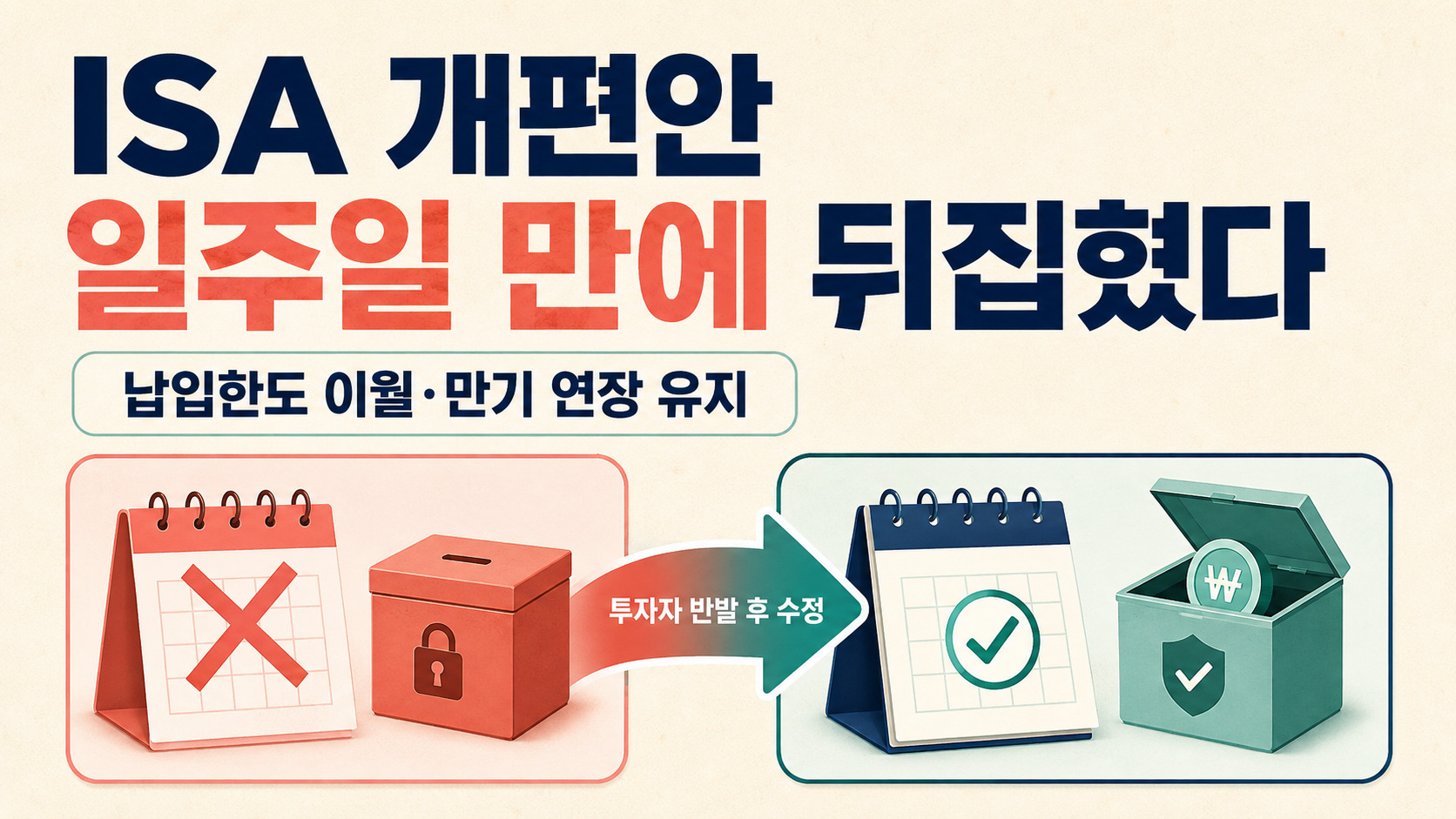 ISA 개편안의 납입한도 이월과 만기 연장 유지