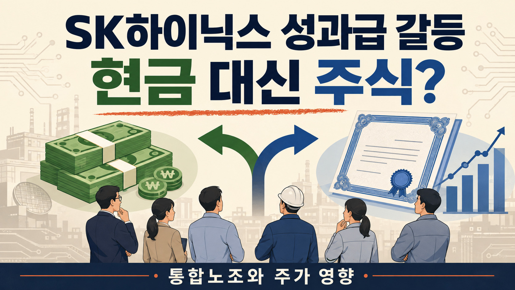 SK하이닉스 성과급의 현금과 주식 지급 갈등 및 통합노조 설립 추진