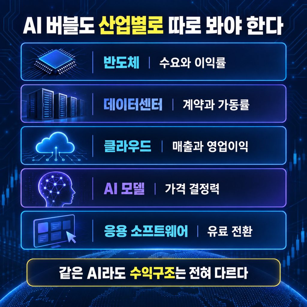 반도체 데이터센터 클라우드 등 산업별 AI 버블 점검표