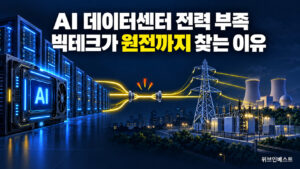 AI 데이터센터 전력 부족과 빅테크의 원전 전력 확보를 표현한 이미지