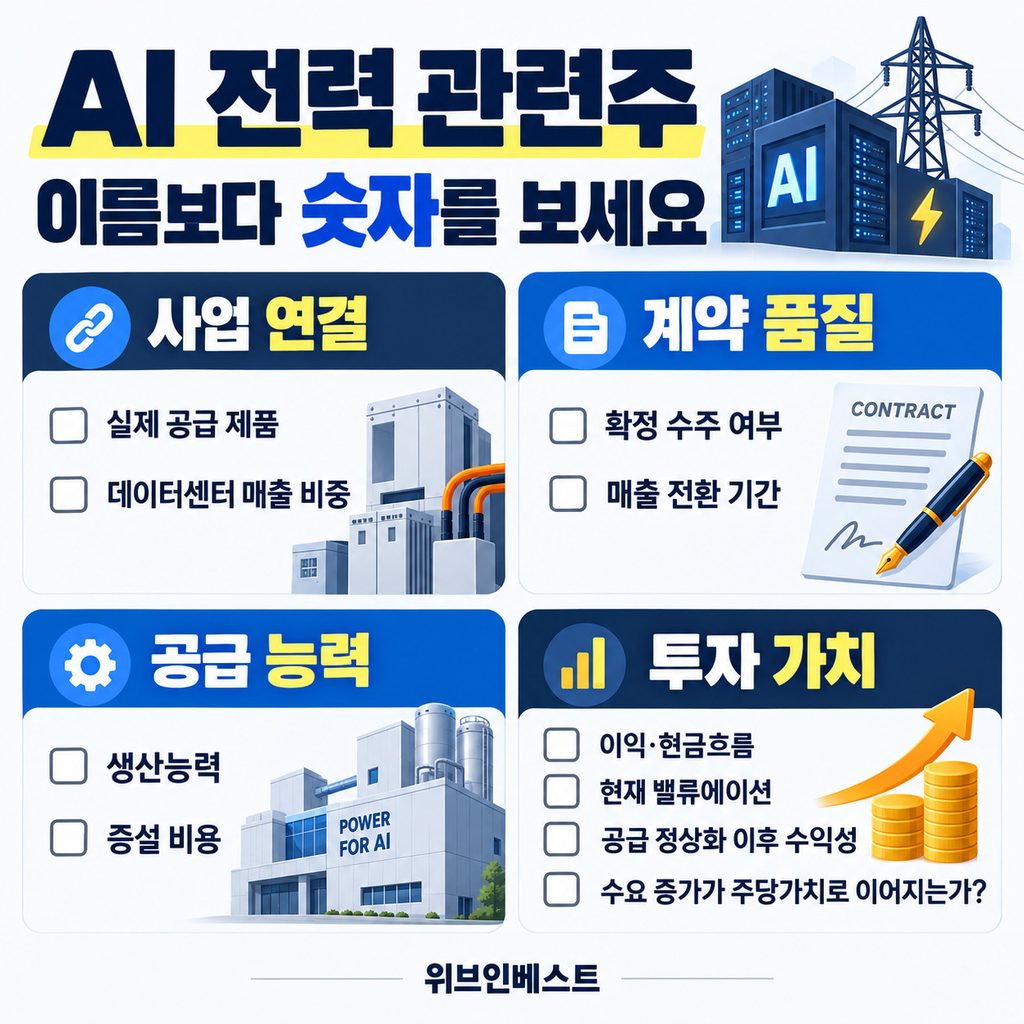 AI 데이터센터 전력 관련주를 분석할 때 확인할 투자 체크리스트