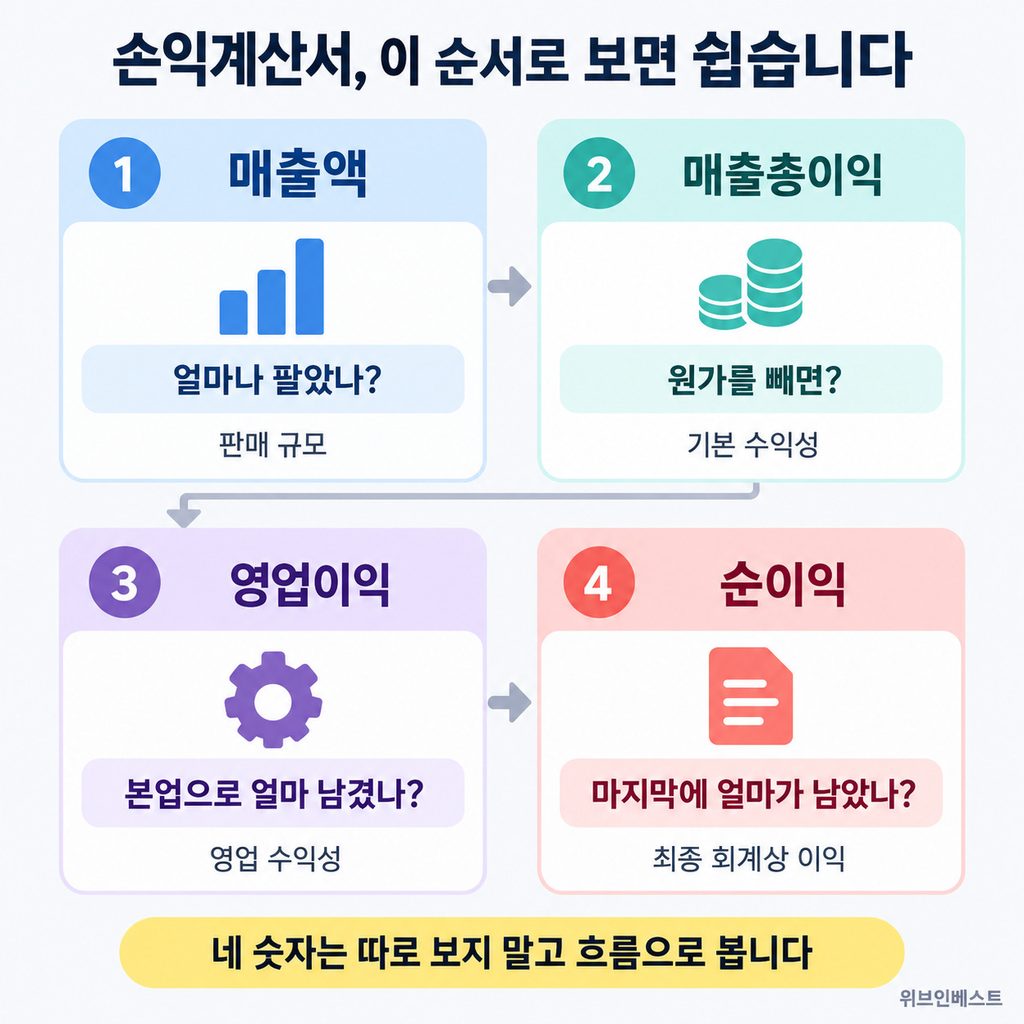 영업이익 뜻과 매출액 매출총이익 순이익 차이 요약